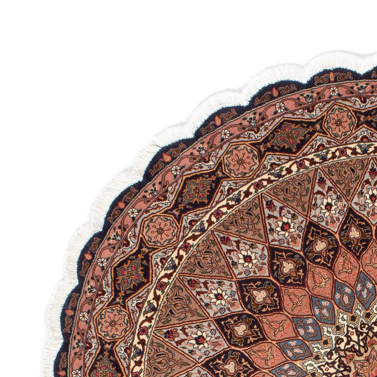 Alfombra Persa - Tabriz - Real redondo  - 150 x 150 cm - marrón