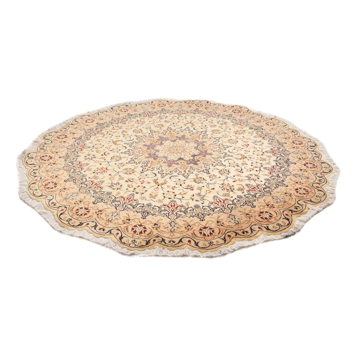 Alfombra Persa - Tabriz - Real redondo  - 195 x 195 cm - beige
