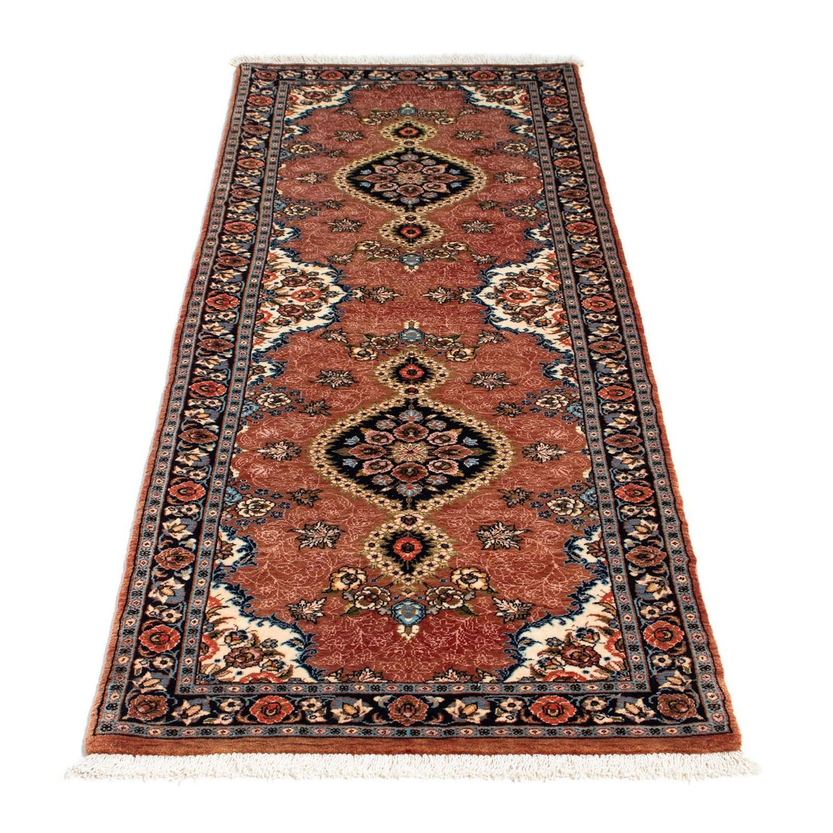 Alfombra de pasillo Alfombra persa - Ghom - 192 x 68 cm - óxido