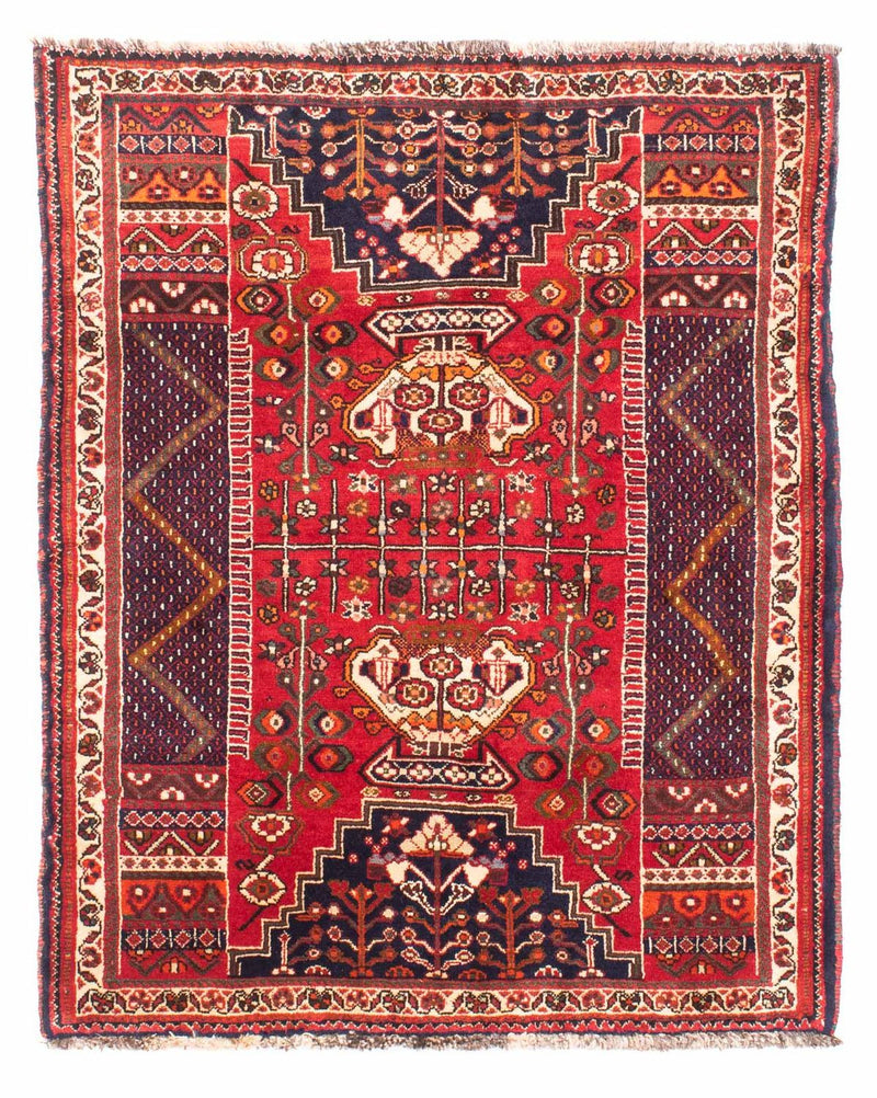 Alfombra persa - Nómada - 135 x 107 cm - rojo oscuro