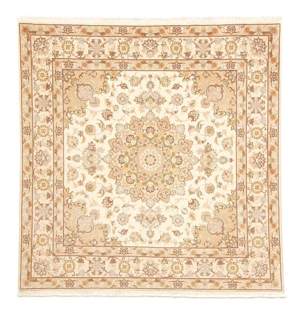 Alfombra Persa - Tabriz - Real cuadrado  - 206 x 202 cm - beige