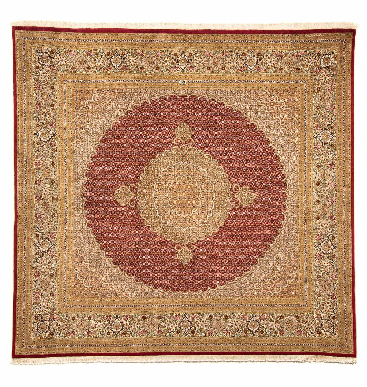 Alfombra persa - Tabriz cuadrado - 251 x 247 cm - rojo oscuro