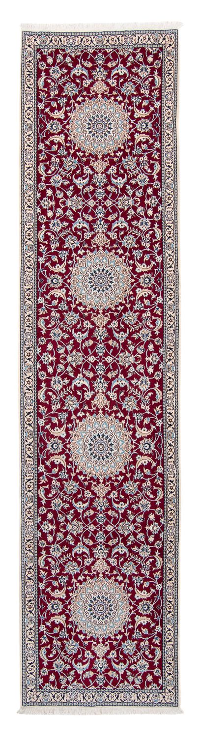 Alfombra de pasillo Alfombra Persa - Nain - Real - 393 x 89 cm - rojo oscuro