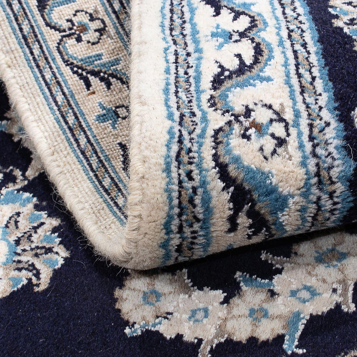 Alfombra persa - Nain - 150 x 86 cm - azul oscuro