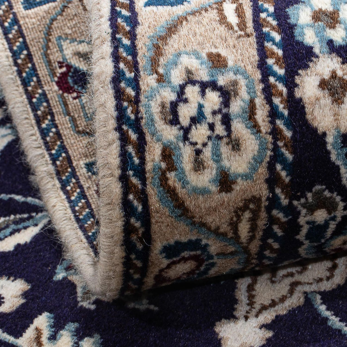 Alfombra persa - Nain - 134 x 88 cm - azul oscuro