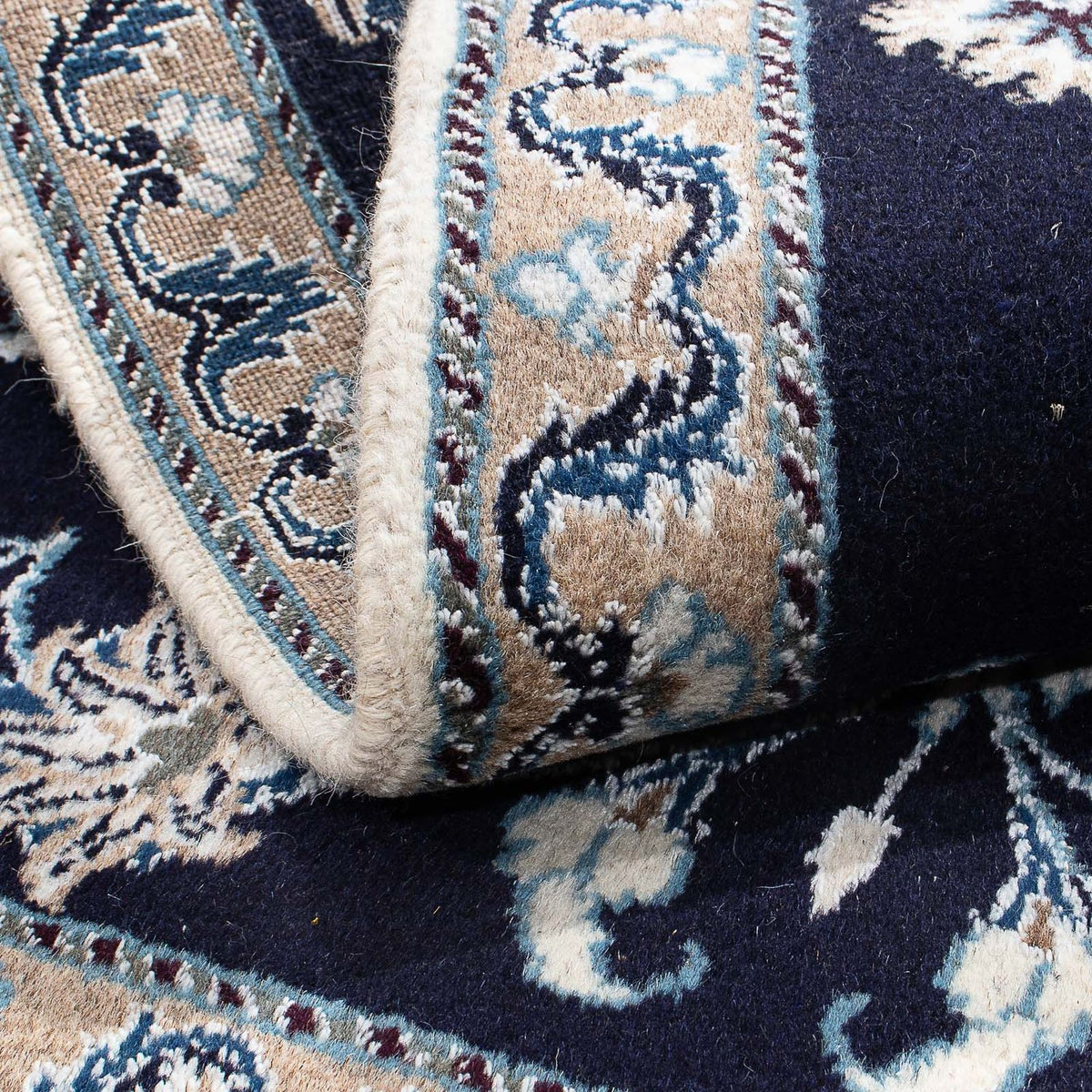 Alfombra persa - Nain - 144 x 97 cm - azul oscuro
