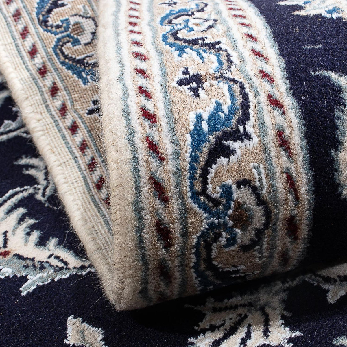 Alfombra persa - Nain - 151 x 95 cm - azul oscuro