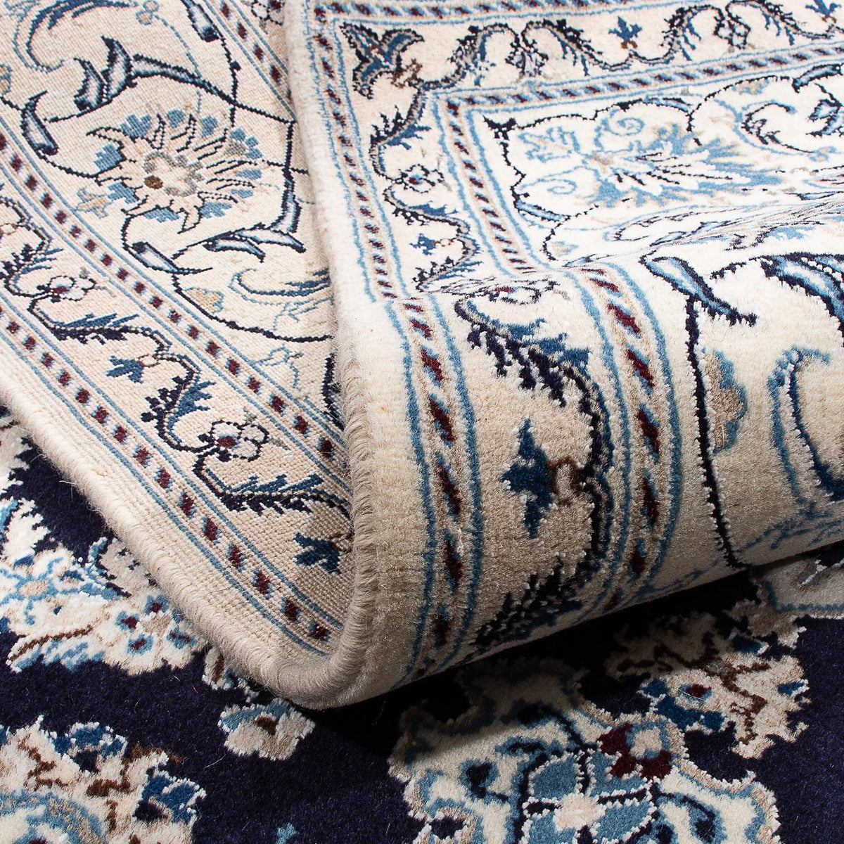 Alfombra persa - Nain - 250 x 194 cm - azul oscuro