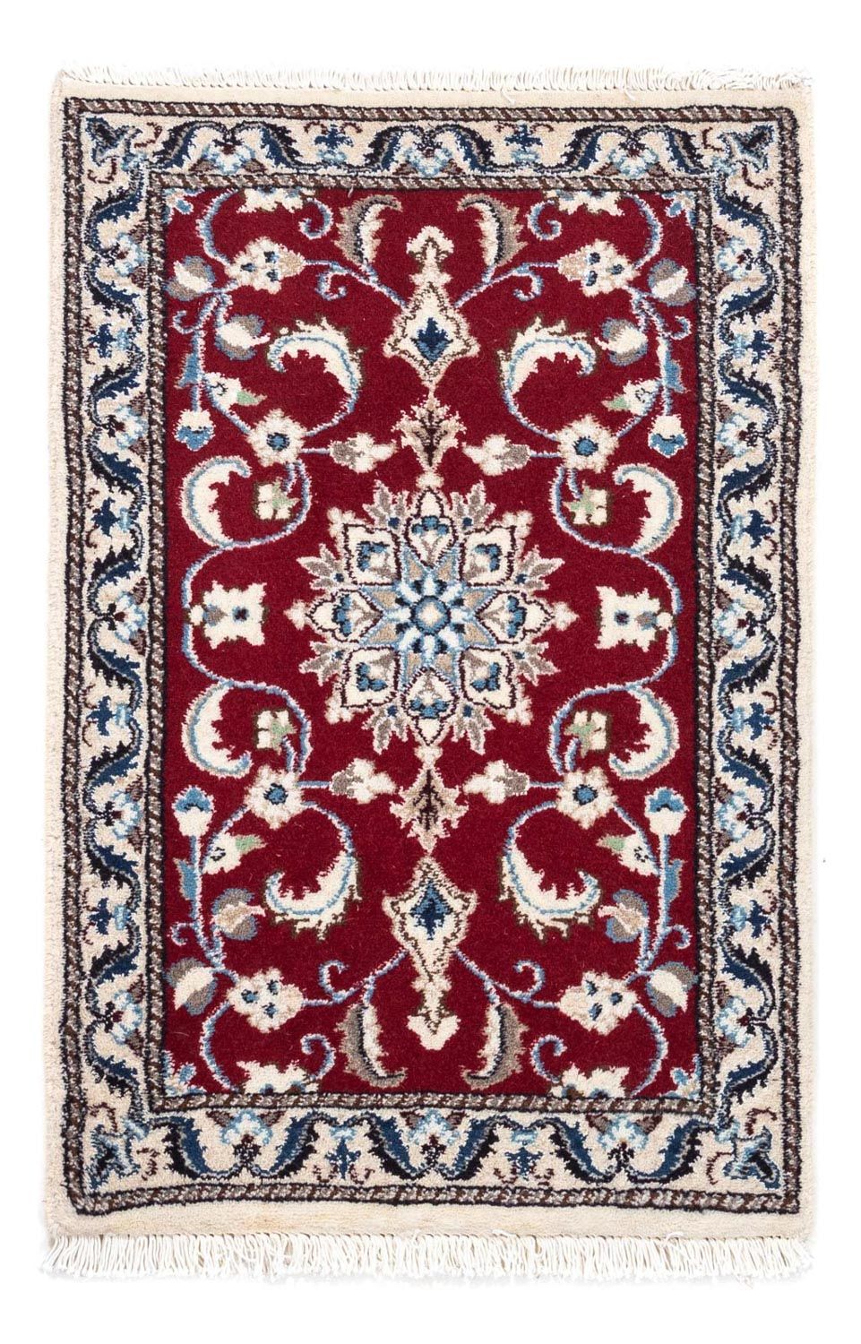 Alfombra persa - Nain - 90 x 60 cm - rojo oscuro