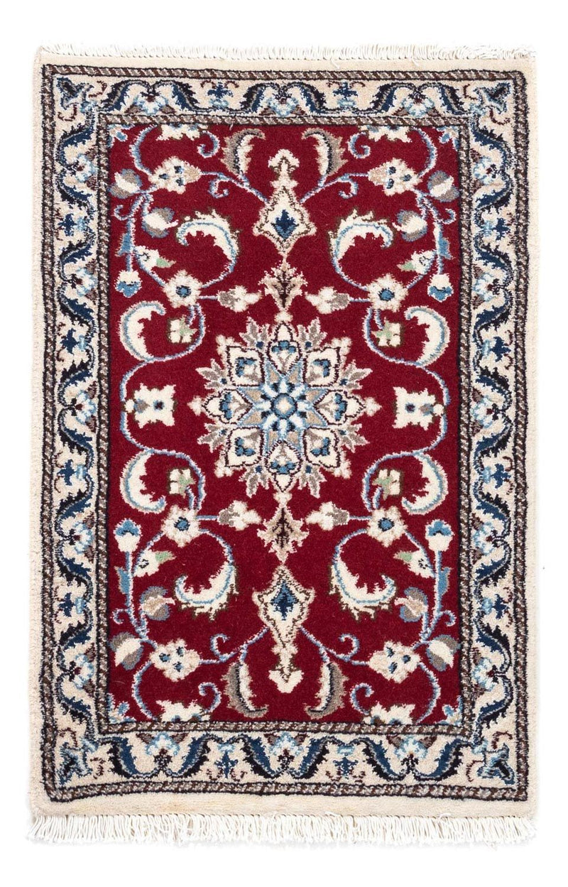 Alfombra persa - Nain - 90 x 60 cm - rojo oscuro
