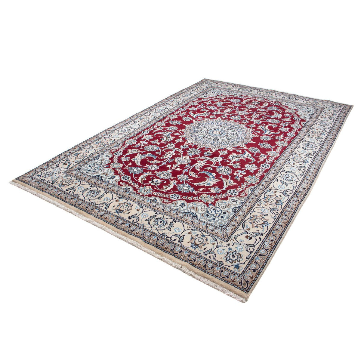 Alfombra persa - Nain - 296 x 195 cm - rojo oscuro