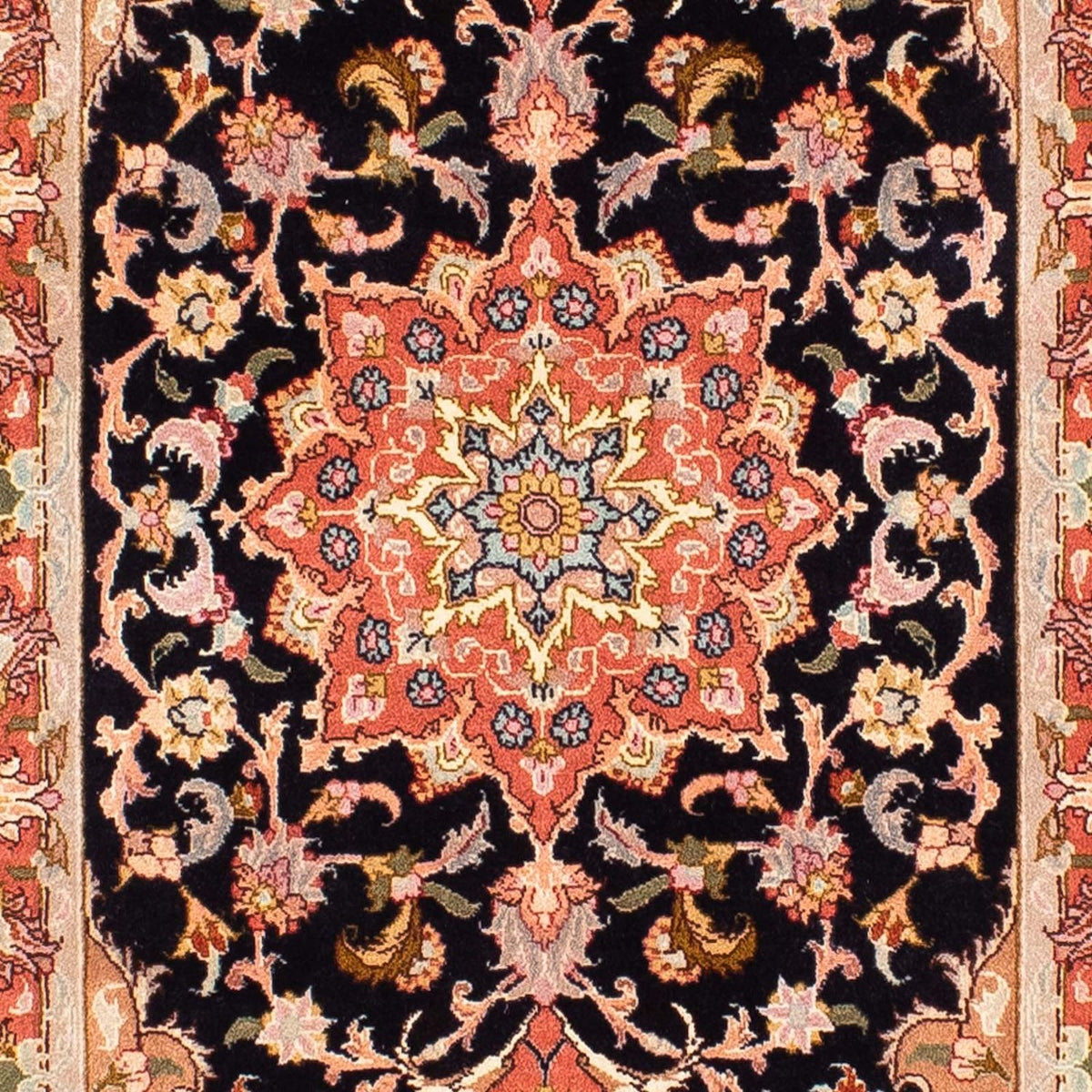 Alfombra de pasillo Alfombra Persa - Tabriz - Real - 303 x 68 cm - azul oscuro