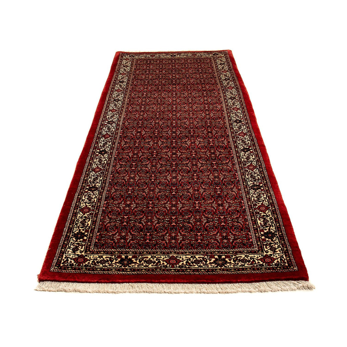 Alfombra de pasillo Alfombra persa - Bidjar - 293 x 100 cm - rojo oscuro