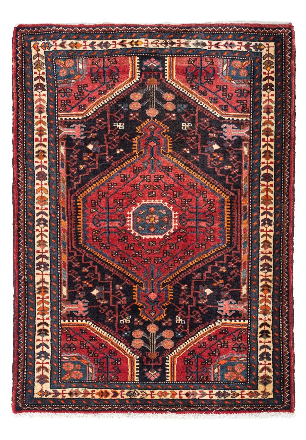 Alfombra persa - Nómada - 127 x 90 cm - rojo oscuro