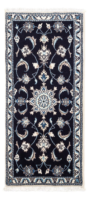 Alfombra persa - Nain - 142 x 62 cm - azul oscuro