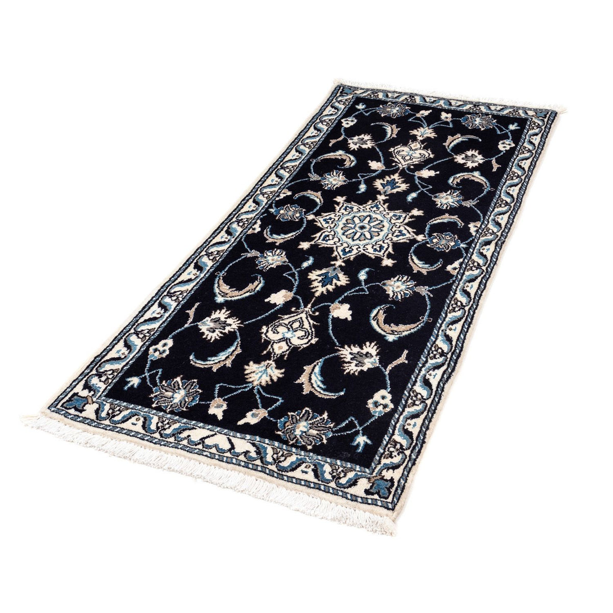 Alfombra persa - Nain - 142 x 62 cm - azul oscuro