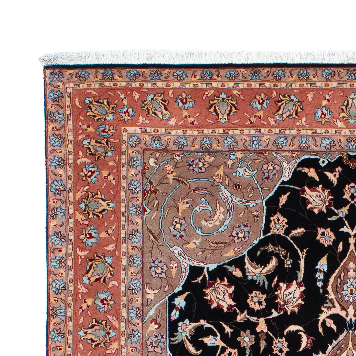 Alfombra Persa - Tabriz - Real - 201 x 155 cm - azul oscuro
