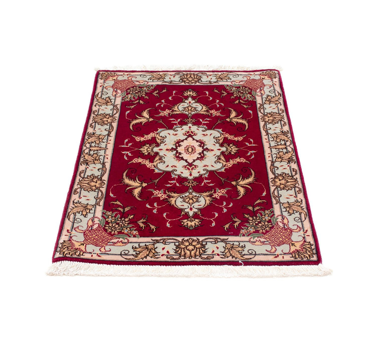 Alfombra Persa - Tabriz - Real - 87 x 60 cm - rojo oscuro