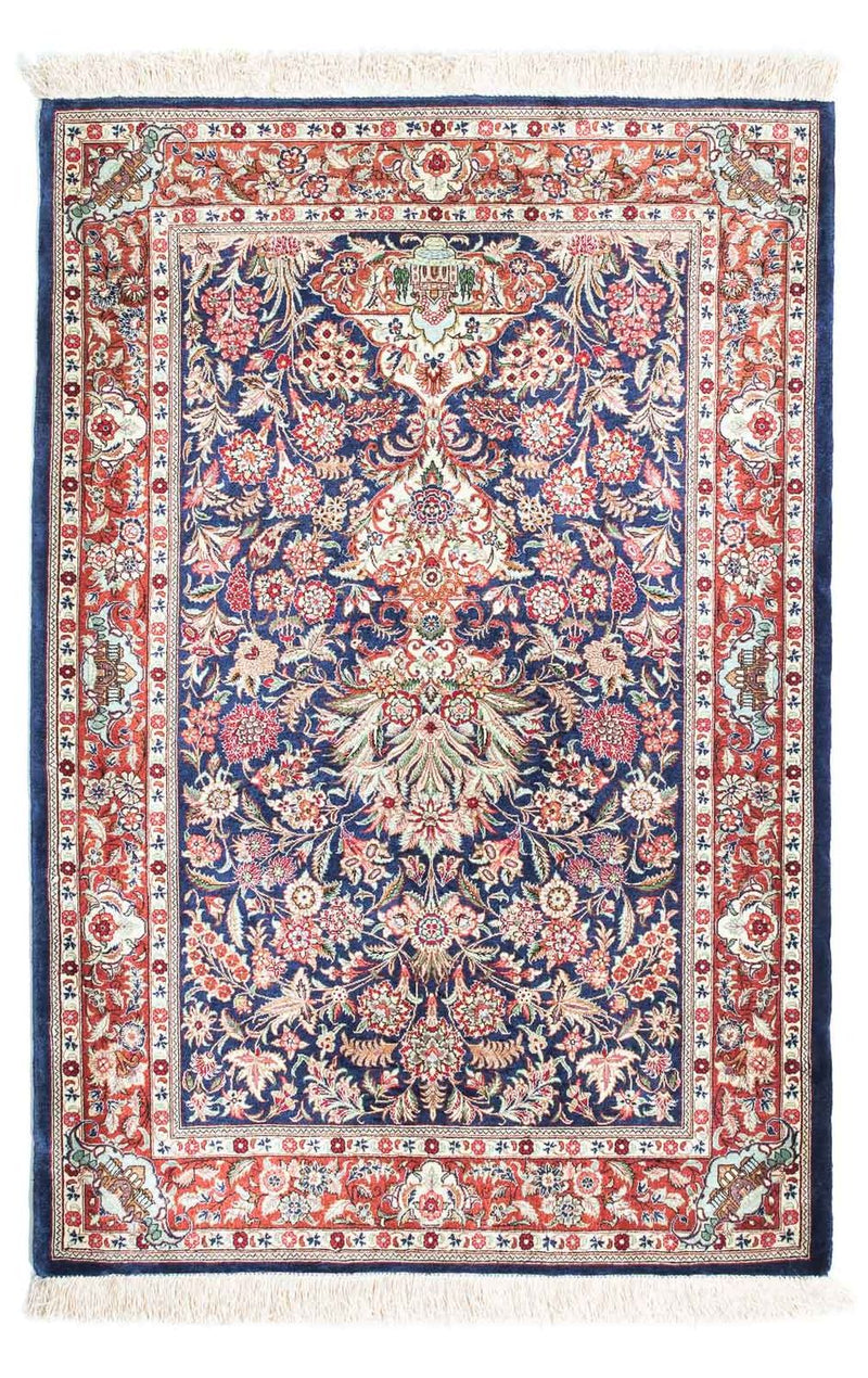 Alfombra persa - Ghom - 118 x 80 cm - azul oscuro