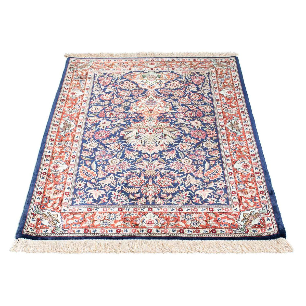 Alfombra persa - Ghom - 118 x 80 cm - azul oscuro