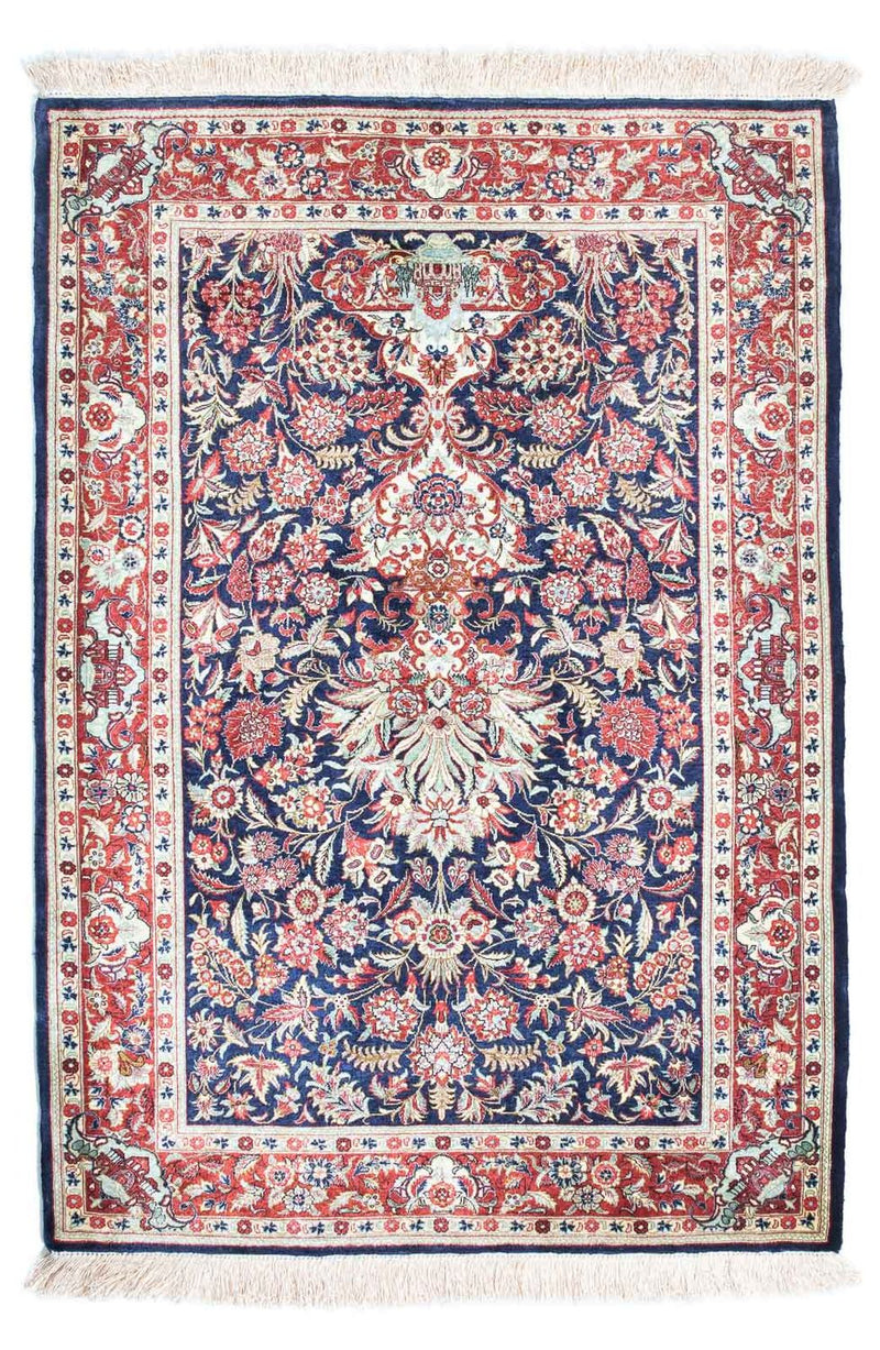 Alfombra persa - Ghom - 121 x 84 cm - azul oscuro