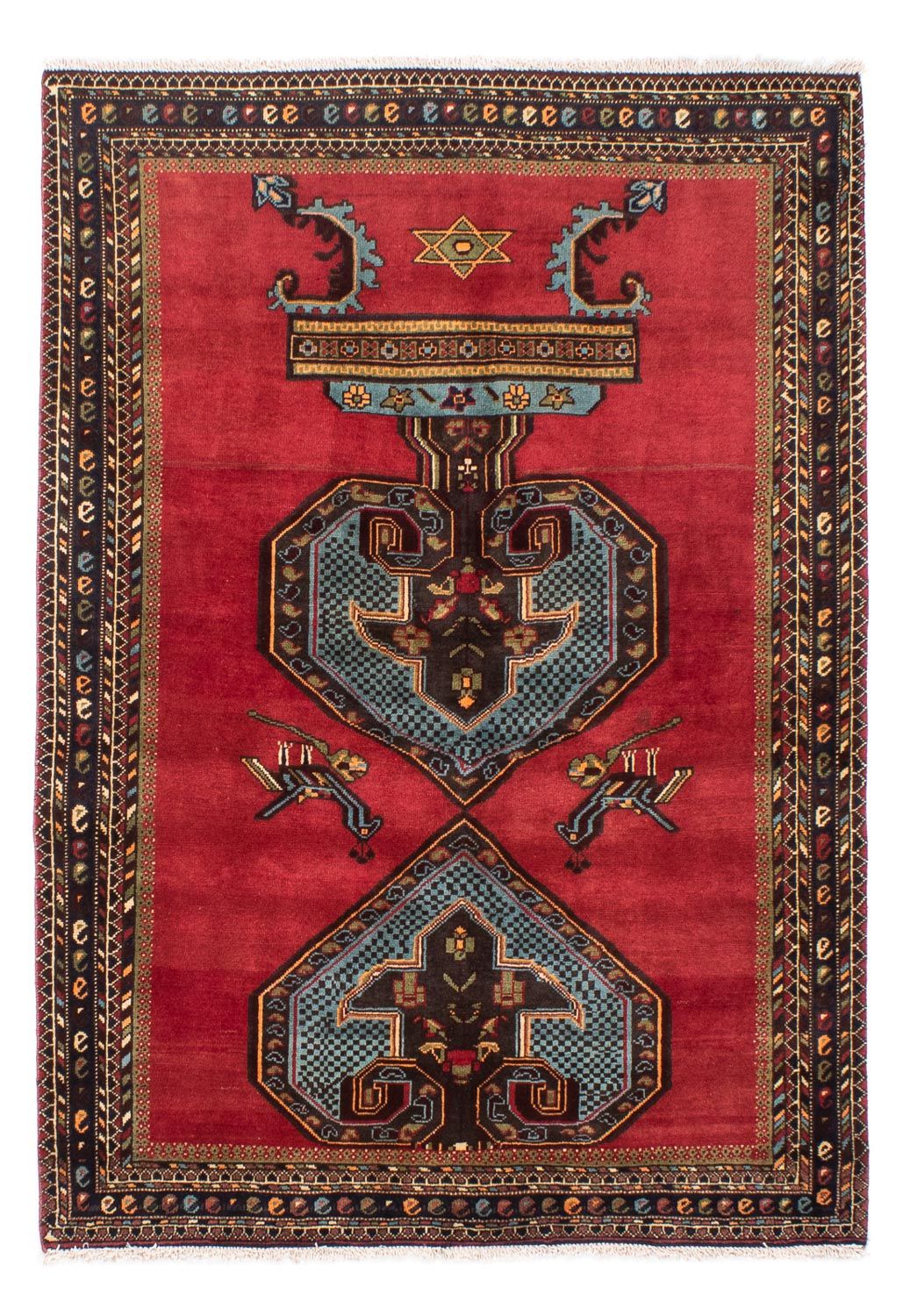 Alfombra persa - Nómada - 192 x 134 cm - rojo oscuro