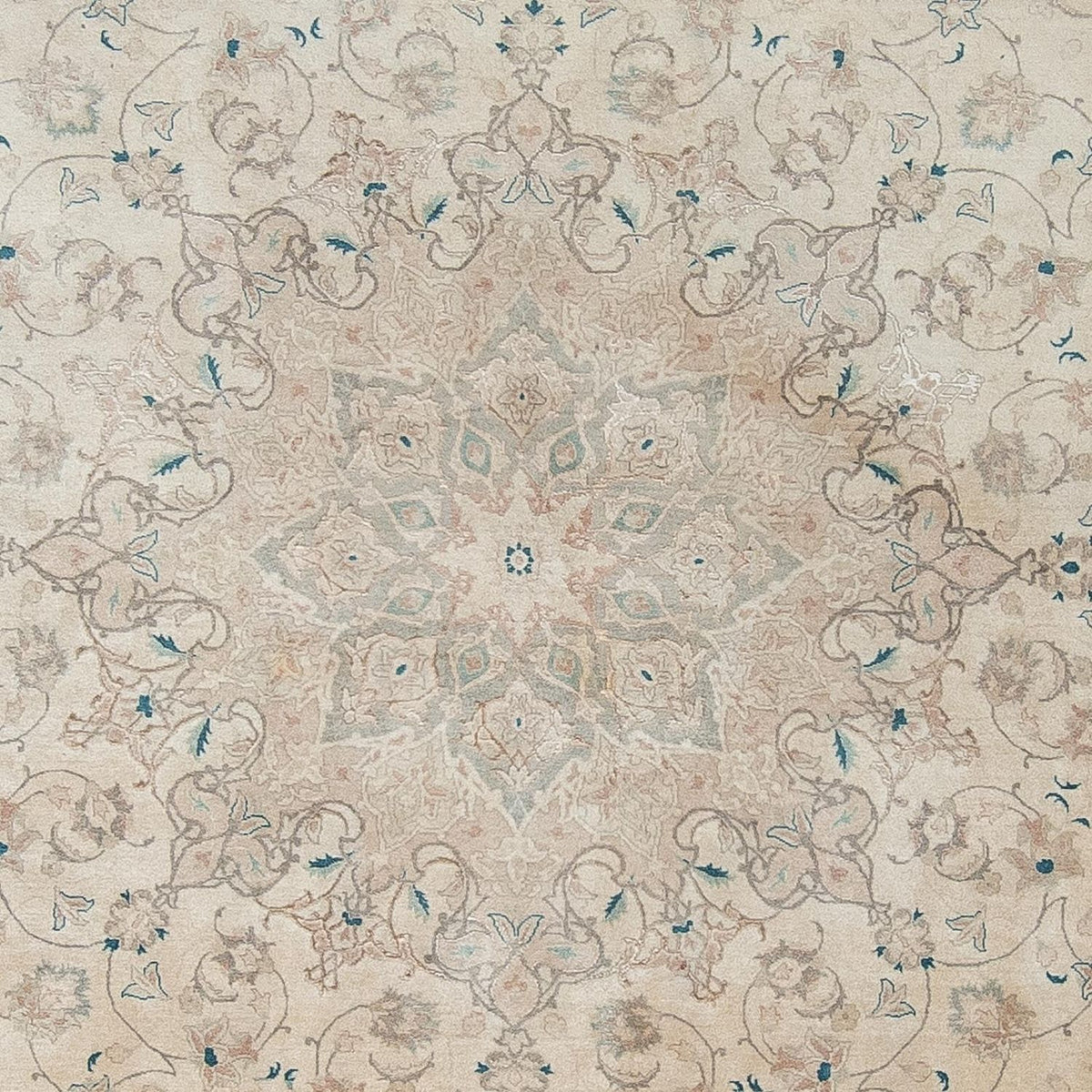 Alfombra Persa - Tabriz - Real redondo  - 285 x 285 cm - beige