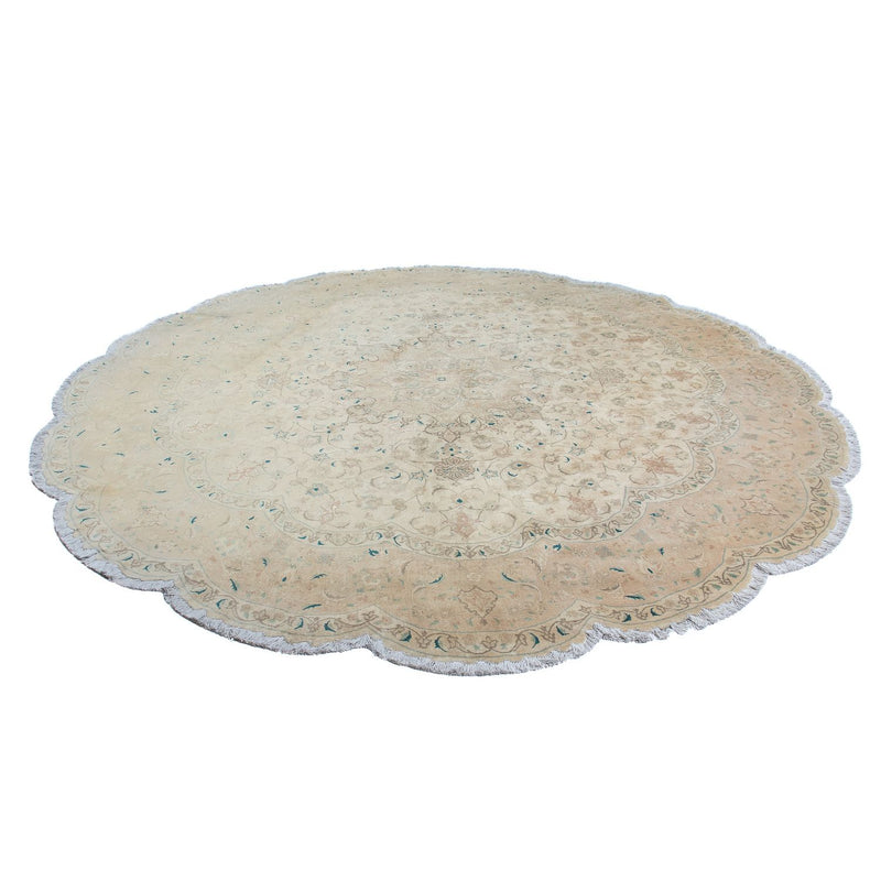 Alfombra Persa - Tabriz - Real redondo  - 285 x 285 cm - beige