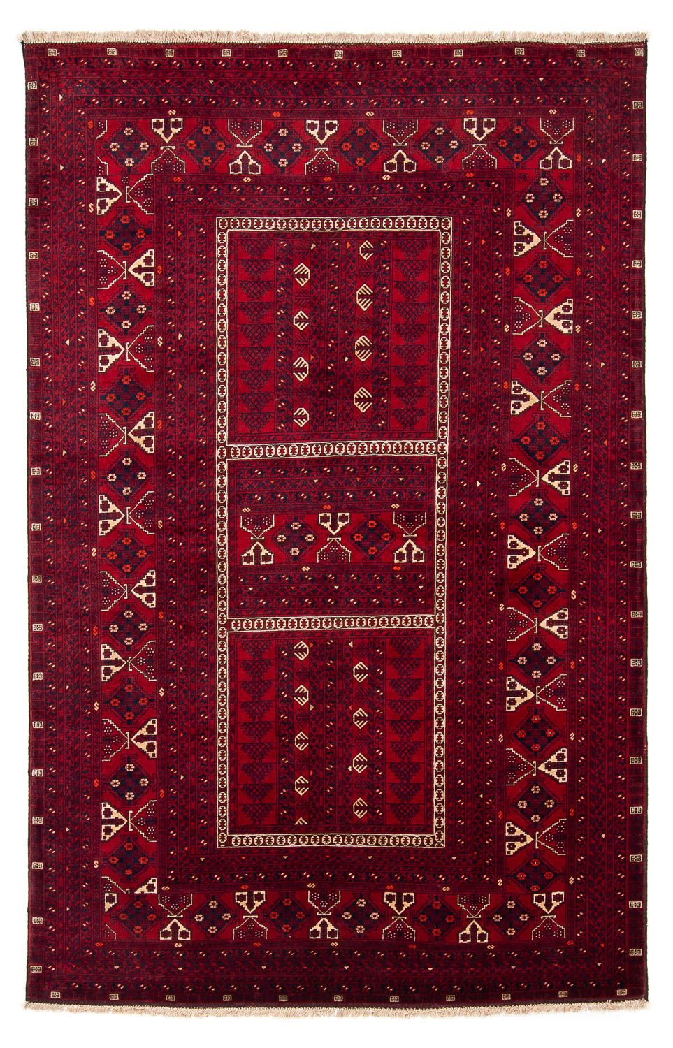 Alfombra Turkaman - 244 x 158 cm - rojo oscuro