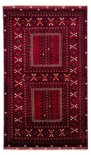 Alfombra Turkaman - 245 x 156 cm - rojo oscuro