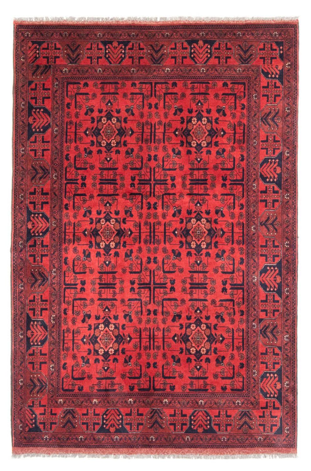 Alfombra afgana - Kunduz - 190 x 130 cm - rojo