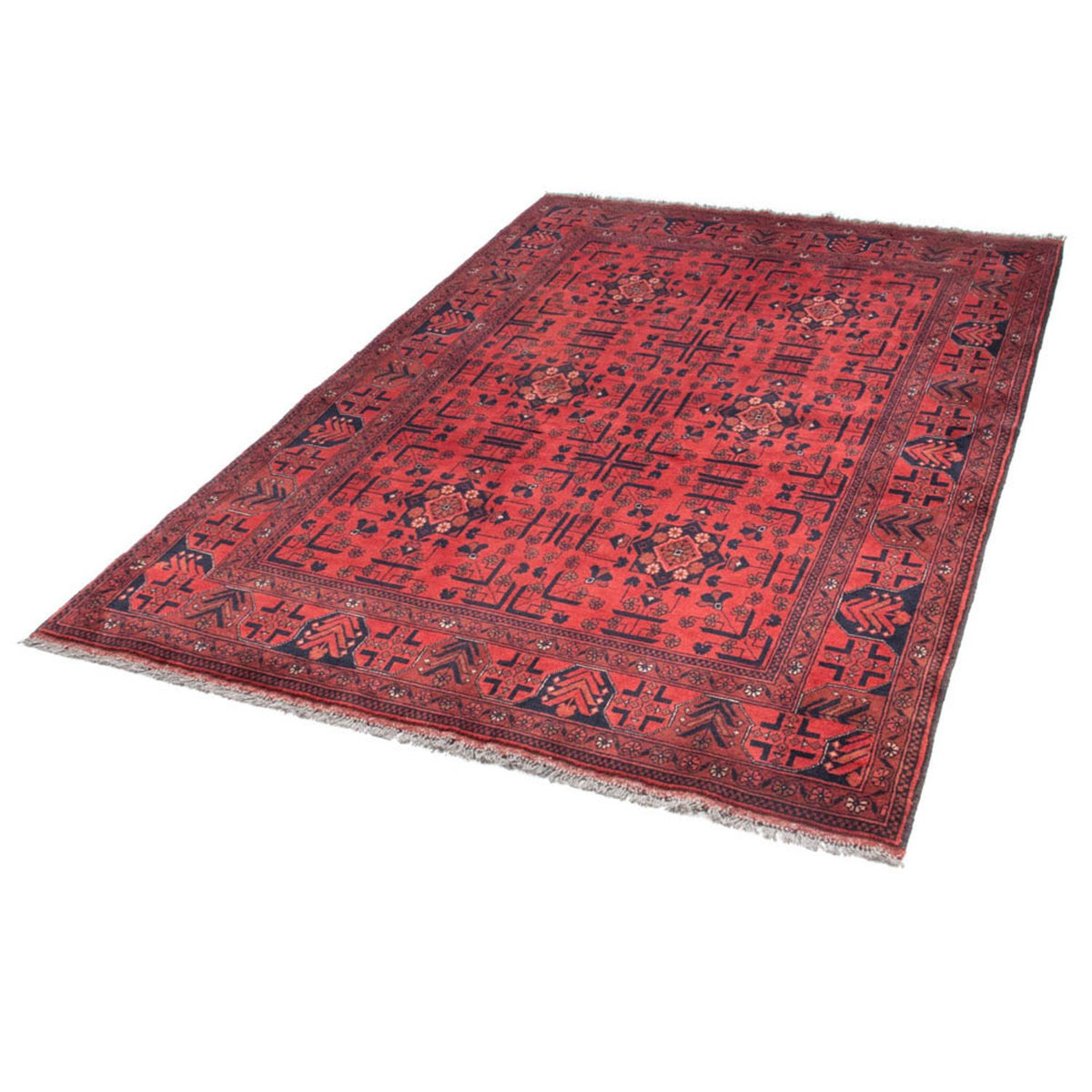 Alfombra afgana - Kunduz - 190 x 130 cm - rojo