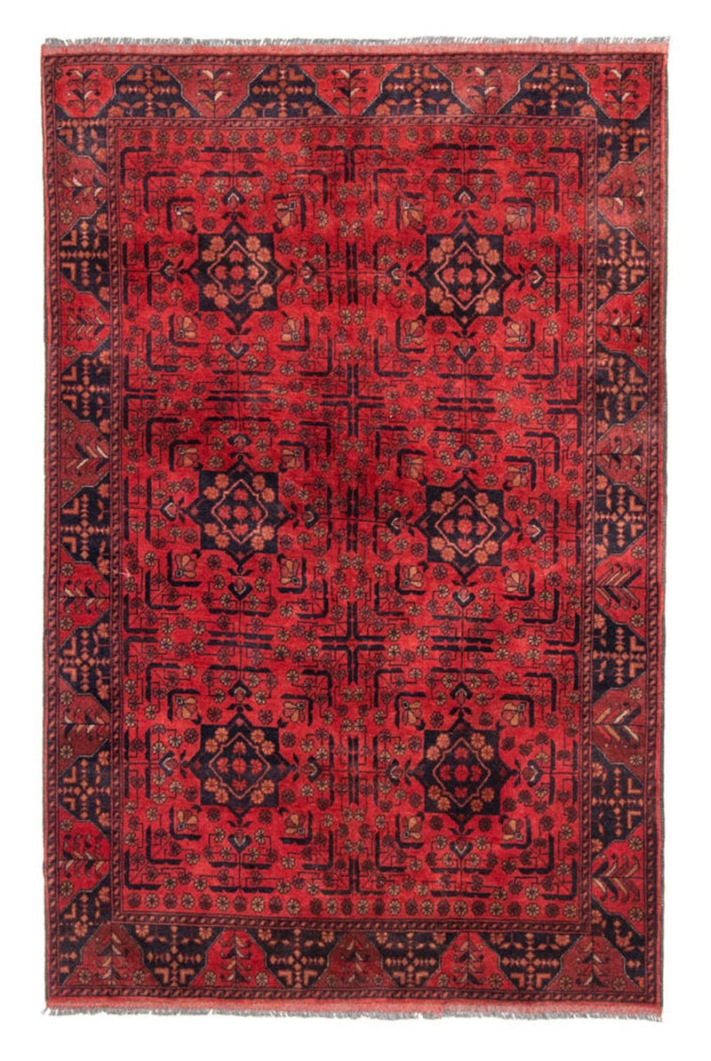 Alfombra afgana - Kunduz - 193 x 129 cm - rojo
