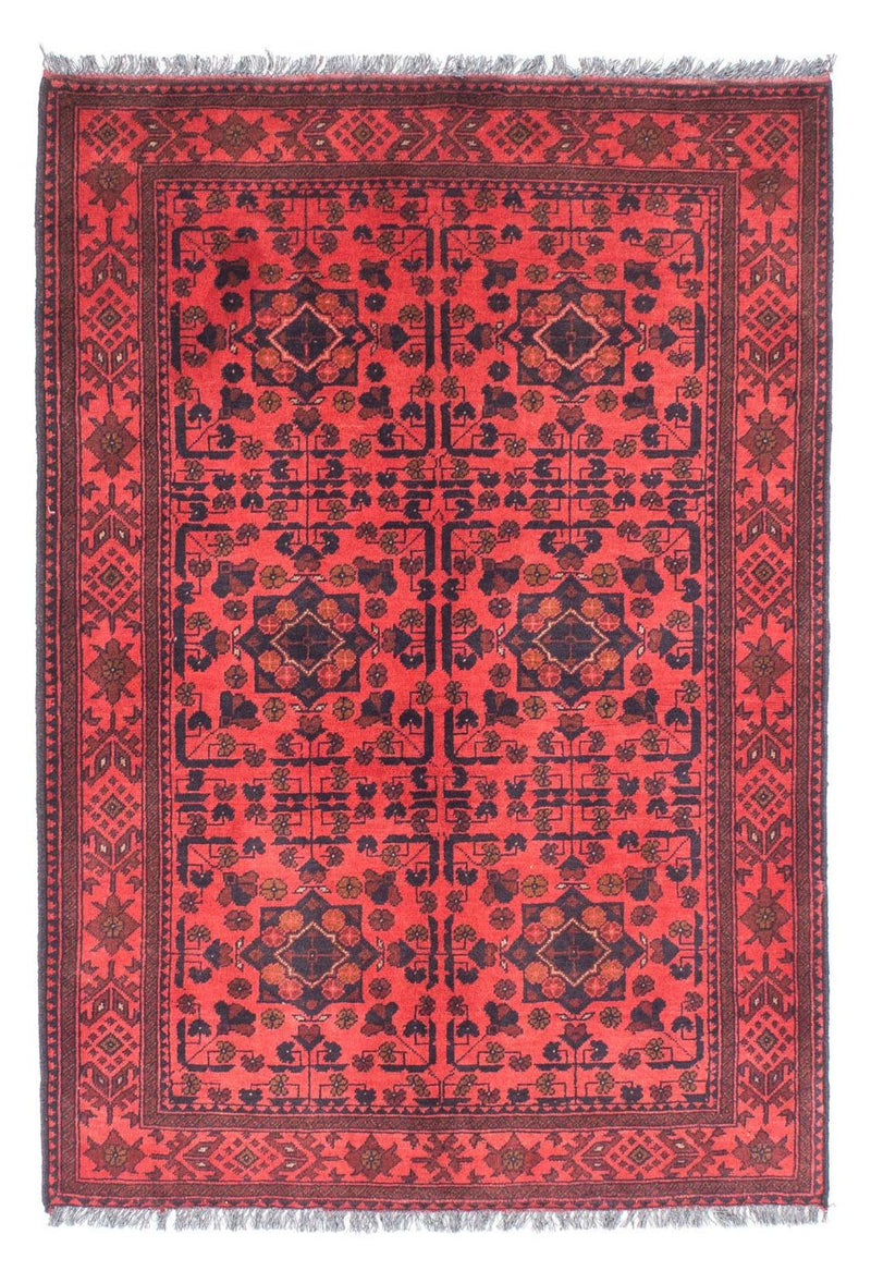 Alfombra afgana - Kunduz - 149 x 103 cm - rojo oscuro
