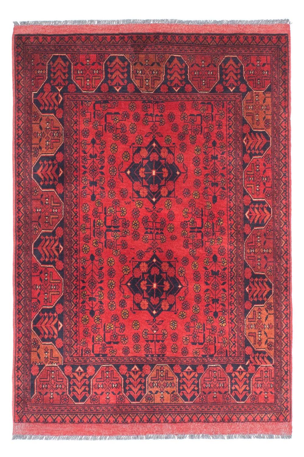 Alfombra afgana - Kunduz - 145 x 103 cm - rojo oscuro