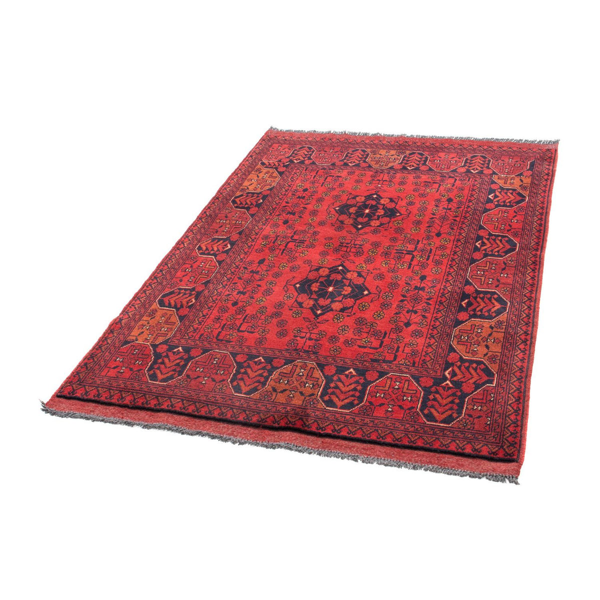 Alfombra afgana - Kunduz - 145 x 103 cm - rojo oscuro