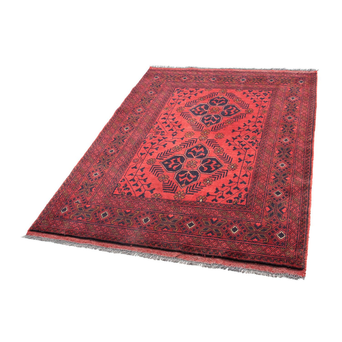 Alfombra afgana - Kunduz - 146 x 104 cm - rojo oscuro