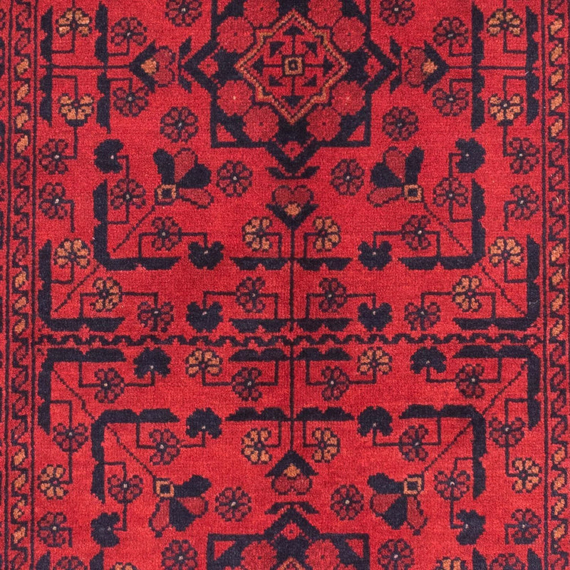 Alfombra afgana - Kunduz - 144 x 98 cm - rojo oscuro