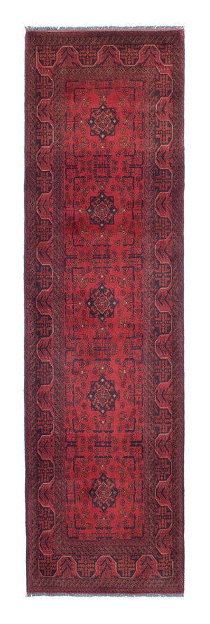 Alfombra de pasillo Alfombra afgana - Kunduz - 298 x 83 cm - rojo oscuro