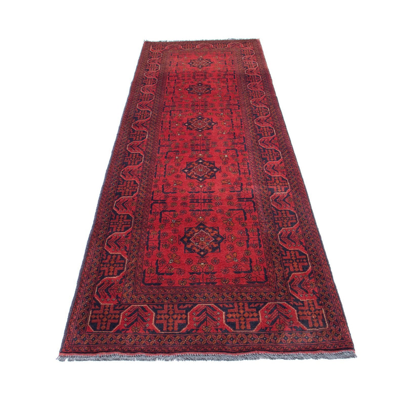 Alfombra de pasillo Alfombra afgana - Kunduz - 298 x 83 cm - rojo oscuro