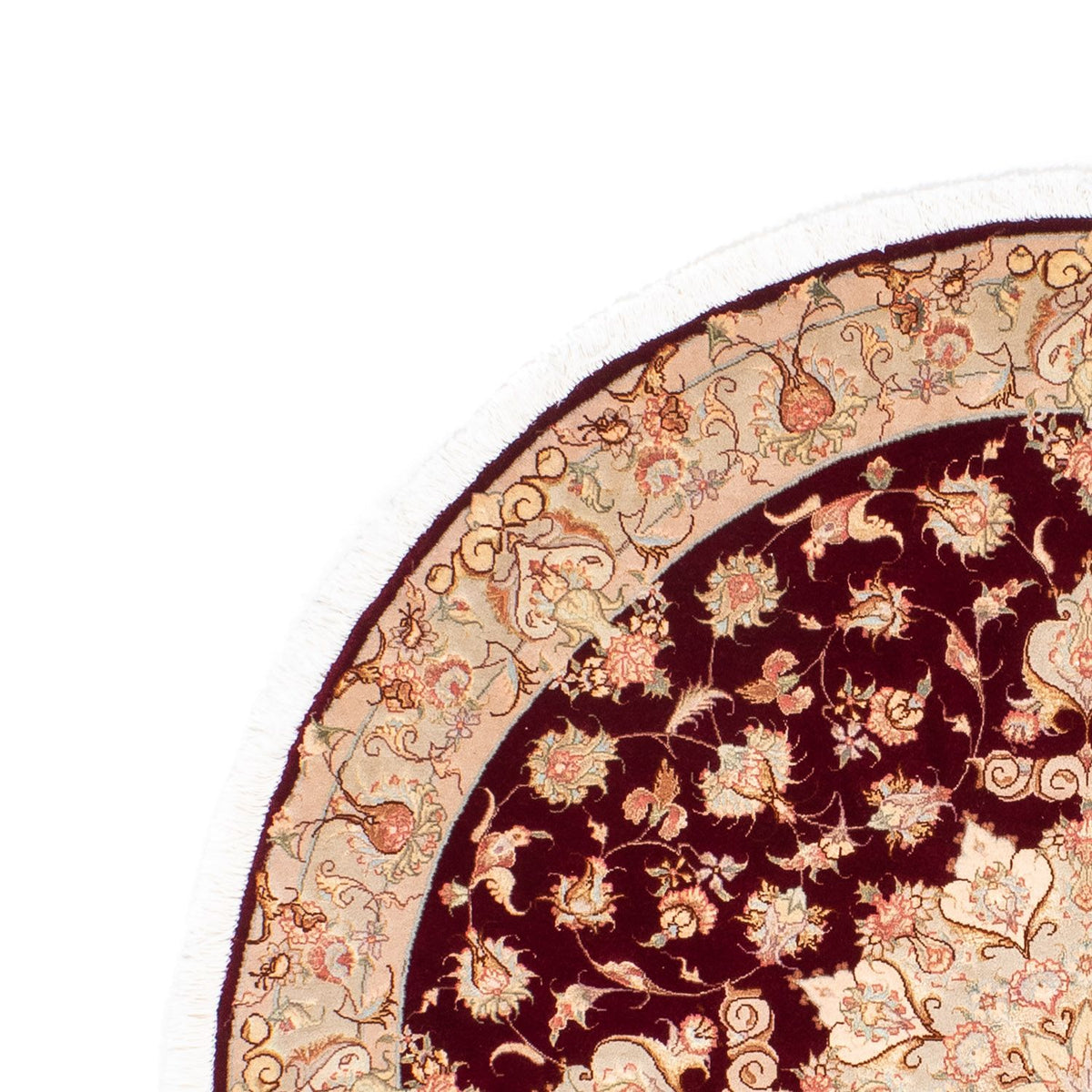 Alfombra Persa - Tabriz - Real redondo  - 150 x 150 cm - rojo oscuro