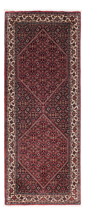 Alfombra de pasillo Alfombra persa - Bidjar - 198 x 74 cm - rojo oscuro