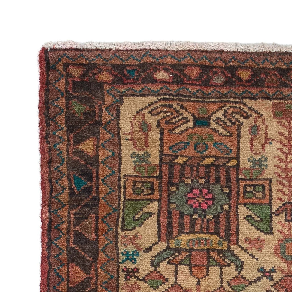 Alfombra persa - Nómada - 124 x 81 cm - marrón claro