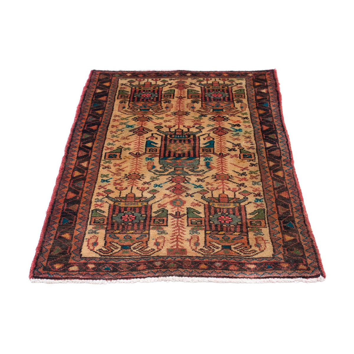 Alfombra persa - Nómada - 124 x 81 cm - marrón claro
