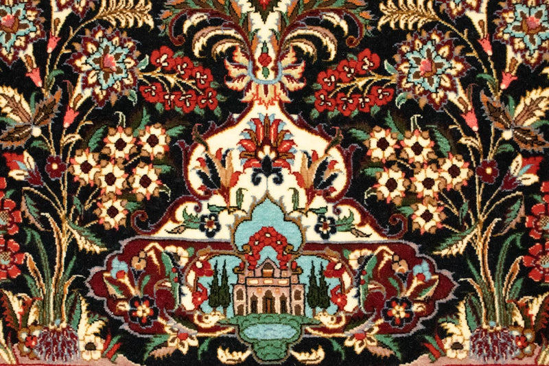 Alfombra persa - Ghom - 163 x 107 cm - azul oscuro