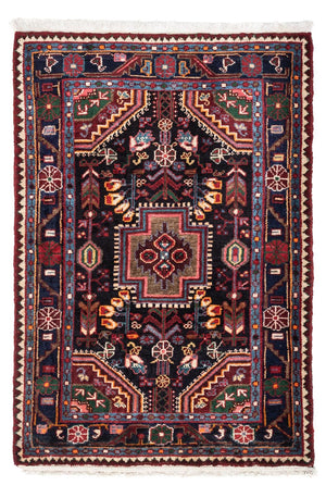 Alfombra persa - Nómada - 126 x 91 cm - azul oscuro
