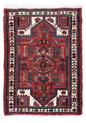 Alfombra persa - Nómada - 116 x 84 cm - rojo oscuro