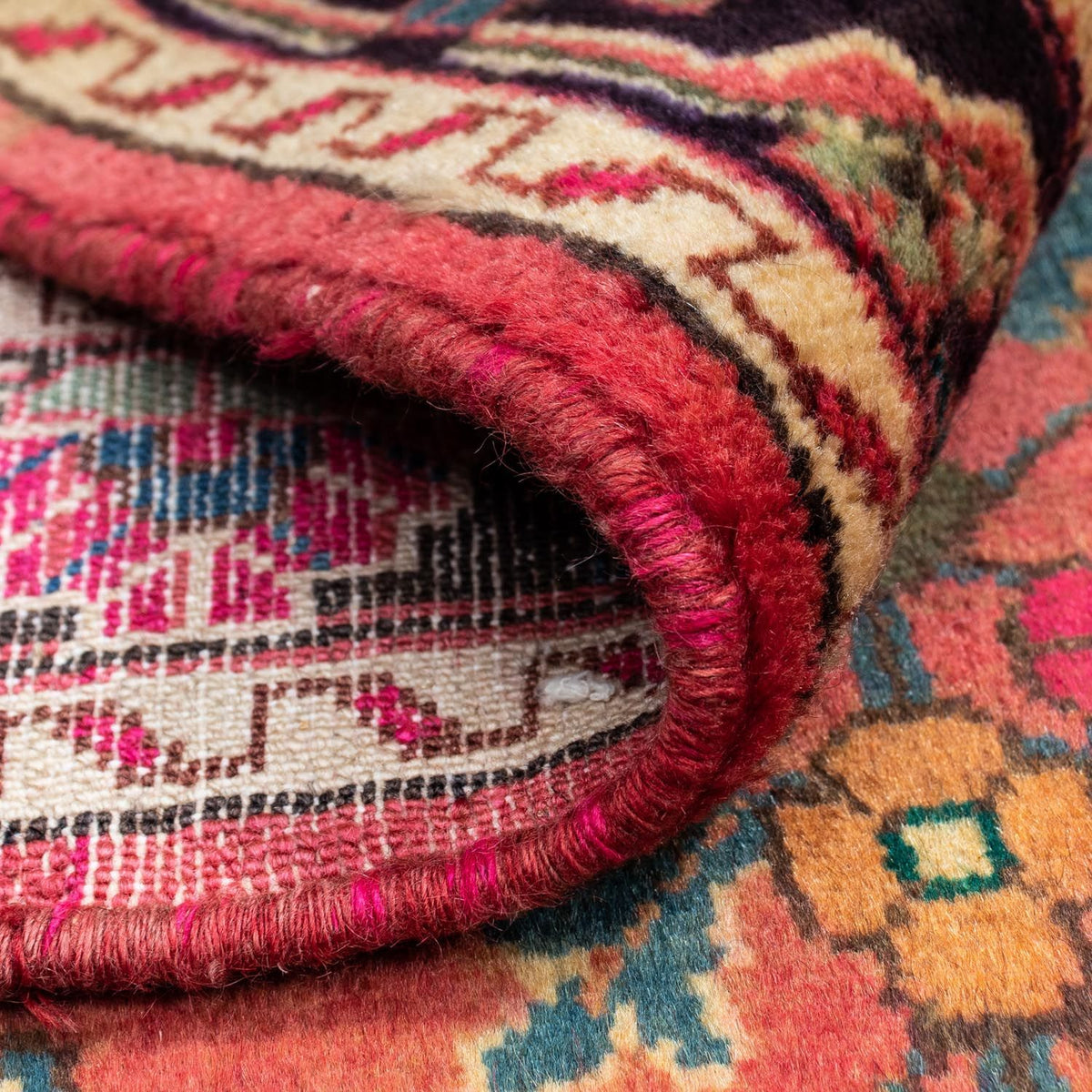 Alfombra persa - Nómada - 131 x 94 cm - rojo claro