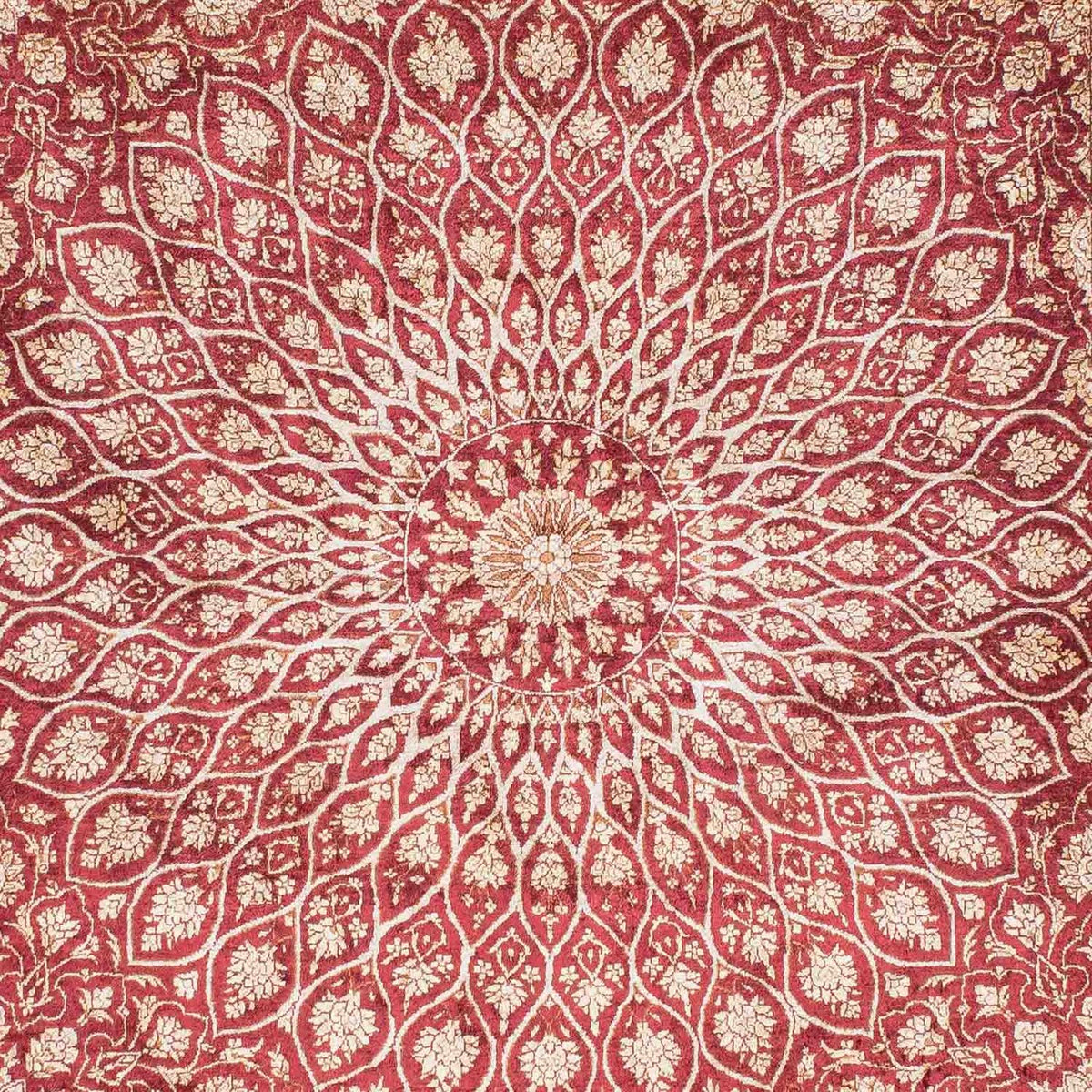 Alfombra persa - Ghom - 151 x 100 cm - rojo oscuro