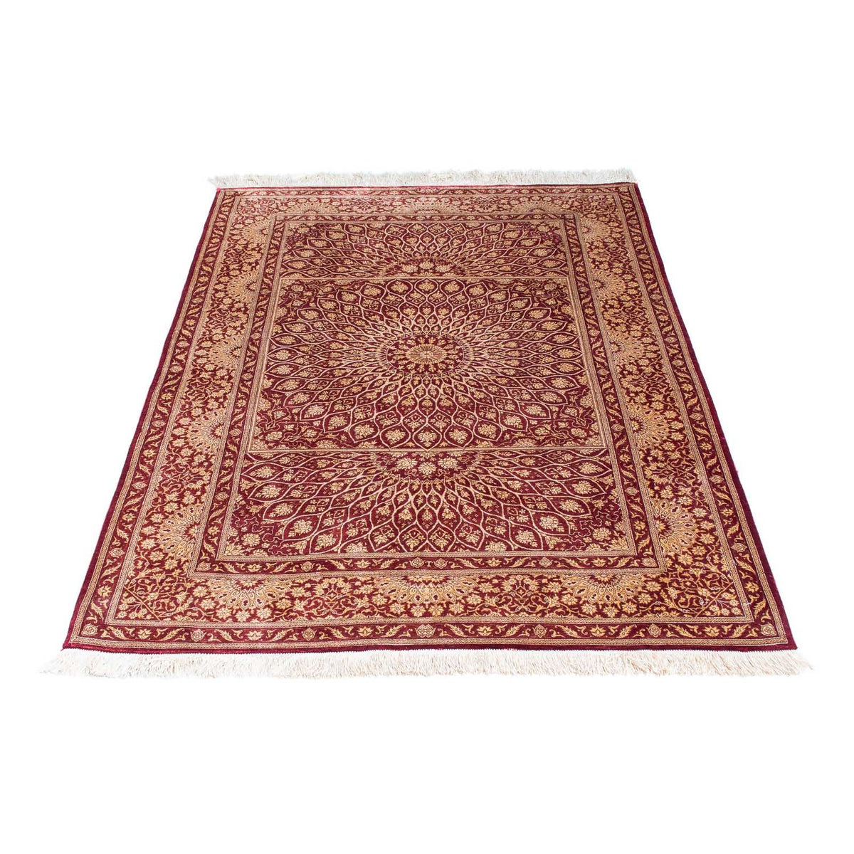 Alfombra persa - Ghom - 151 x 100 cm - rojo oscuro